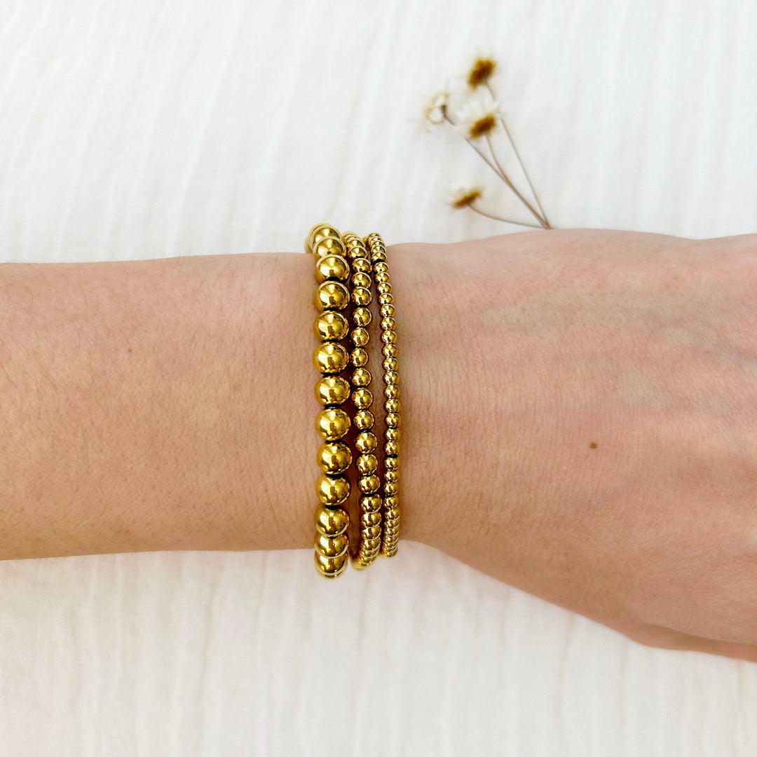 Gold Beaded Stacking Bracelet Set KT15
