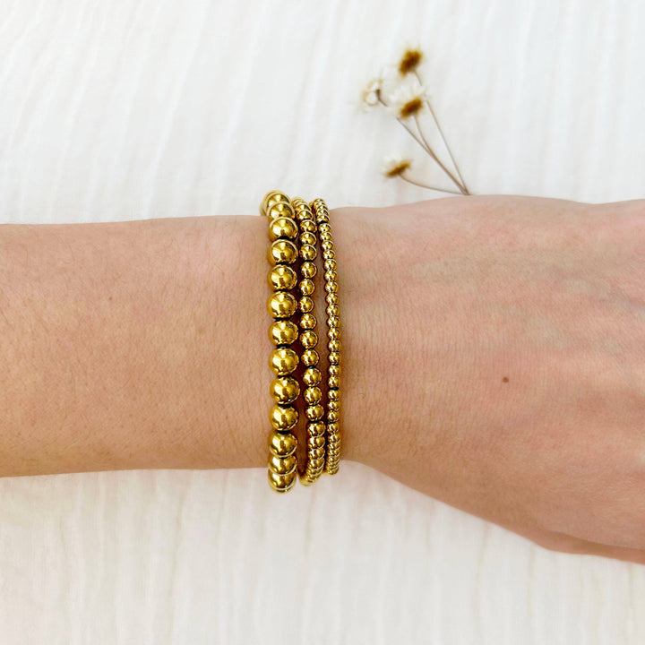 Gold Beaded Stacking Bracelet Set KT15