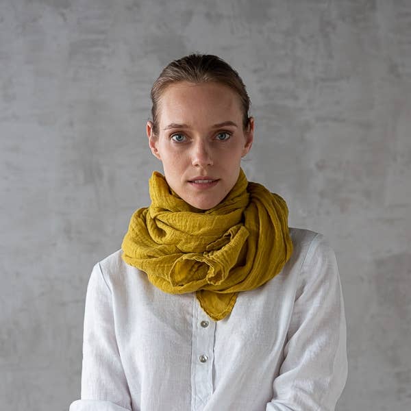 Linen Scarf Mustard Garza LM222