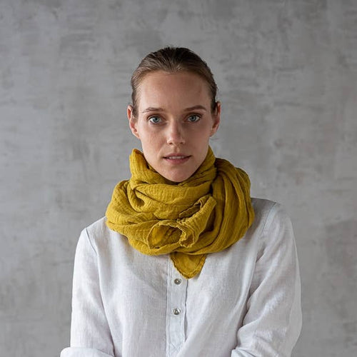 Linen Scarf Mustard Garza LM222