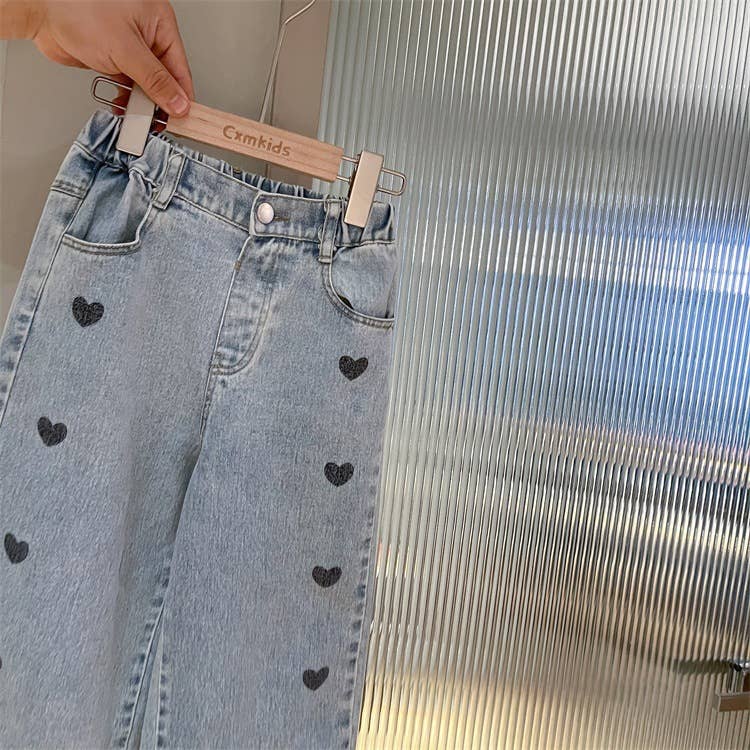 Heart Wide-Leg Denim Jeans 25PS