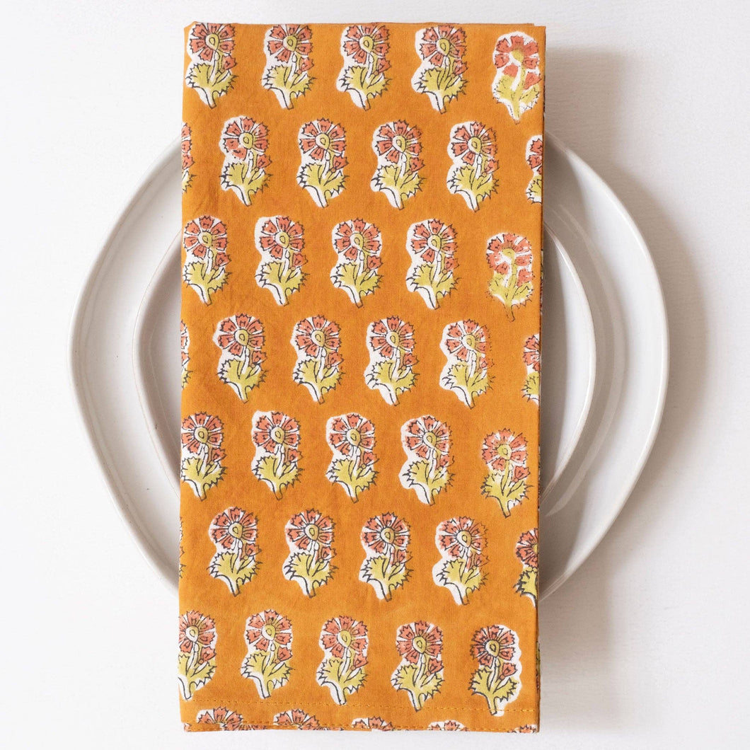 Malin Gold Block Printed Napkins - set of 4 GM13