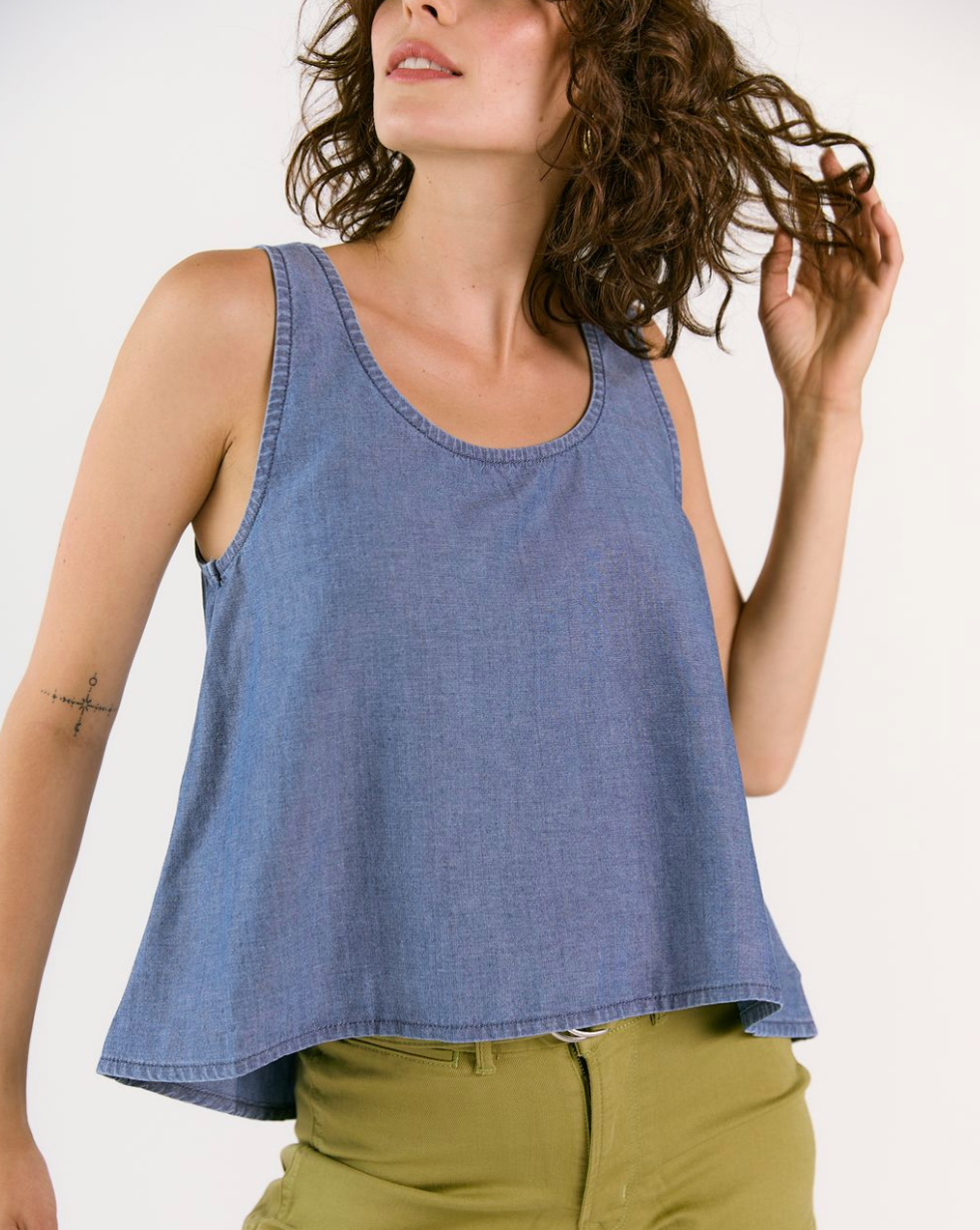 WABI SABI CROP TANK - MEDIUM BLUE PBA23
