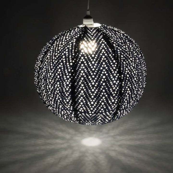 Stella Nova Outdoor Pendent Light - Chevron 18" Met Blue