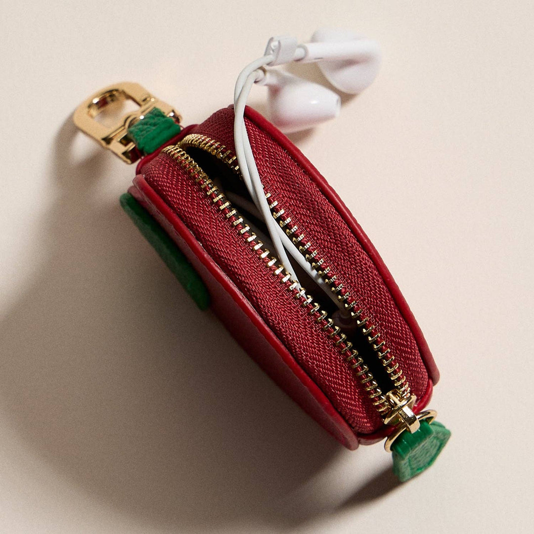 Apple Coin Purse with Keychain – Mini Zipper Pouch FR106