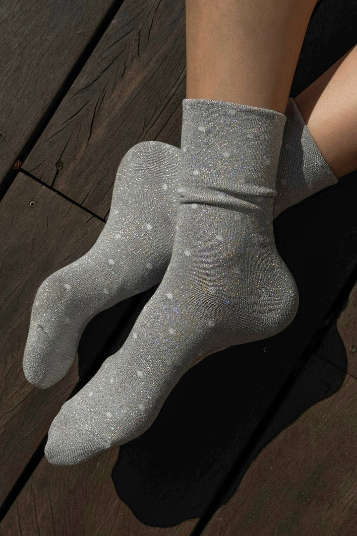 Lurex Patterned Sneaker Socks
