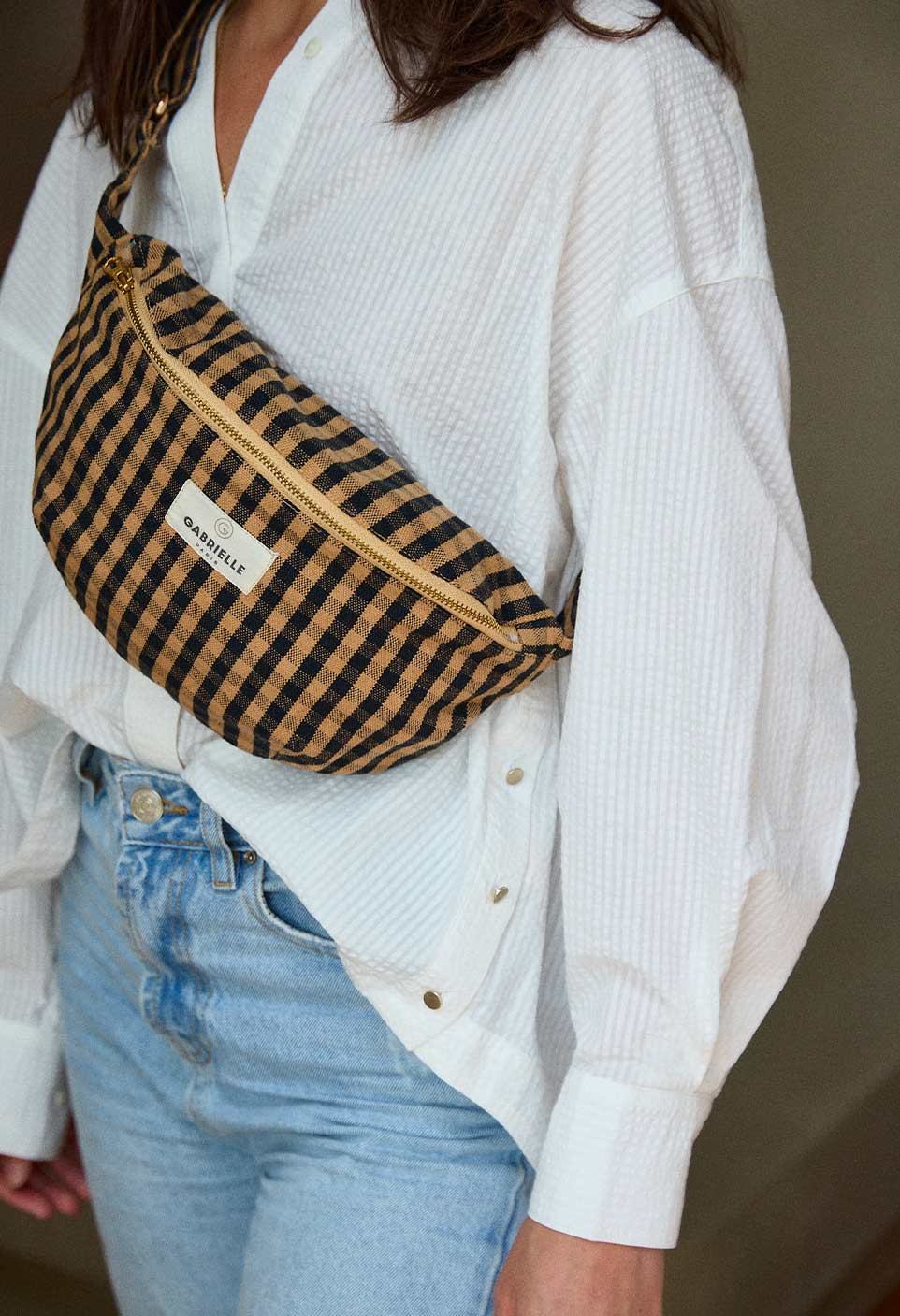 Vichy Café cotton fanny pack