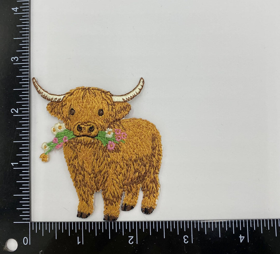 Highland Cow, Animals, Farm, Embroidered Iron on Patch