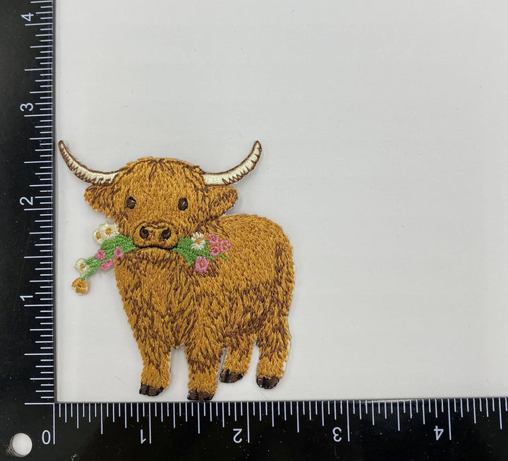 Highland Cow, Animals, Farm, Embroidered Iron on Patch