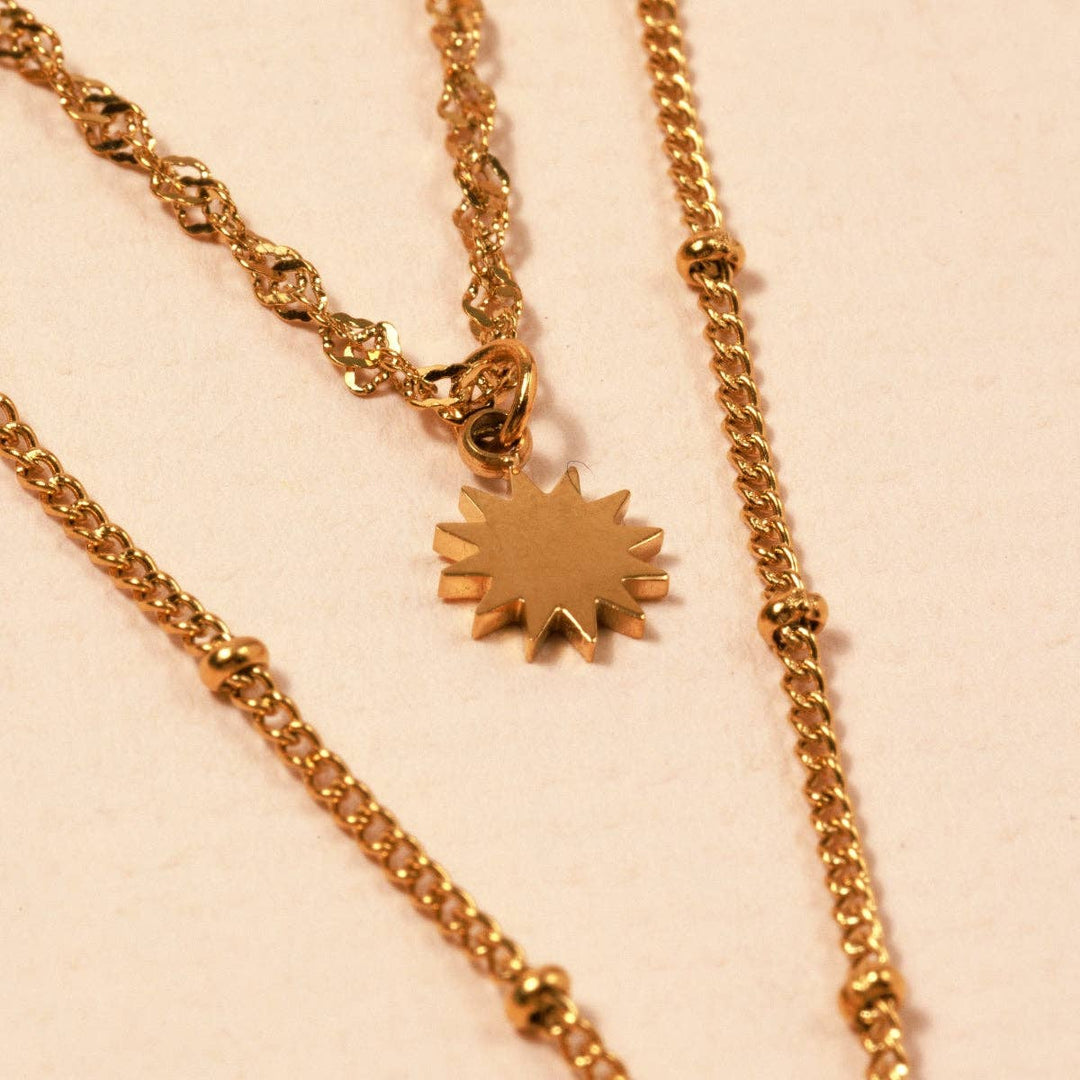 18K Gold Plated Stainless Steel Layered Necklace FRN23