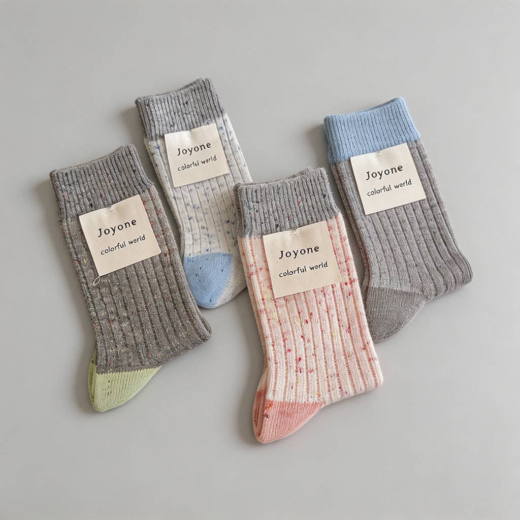 Speckled Yarn Colorblock Crew Socks