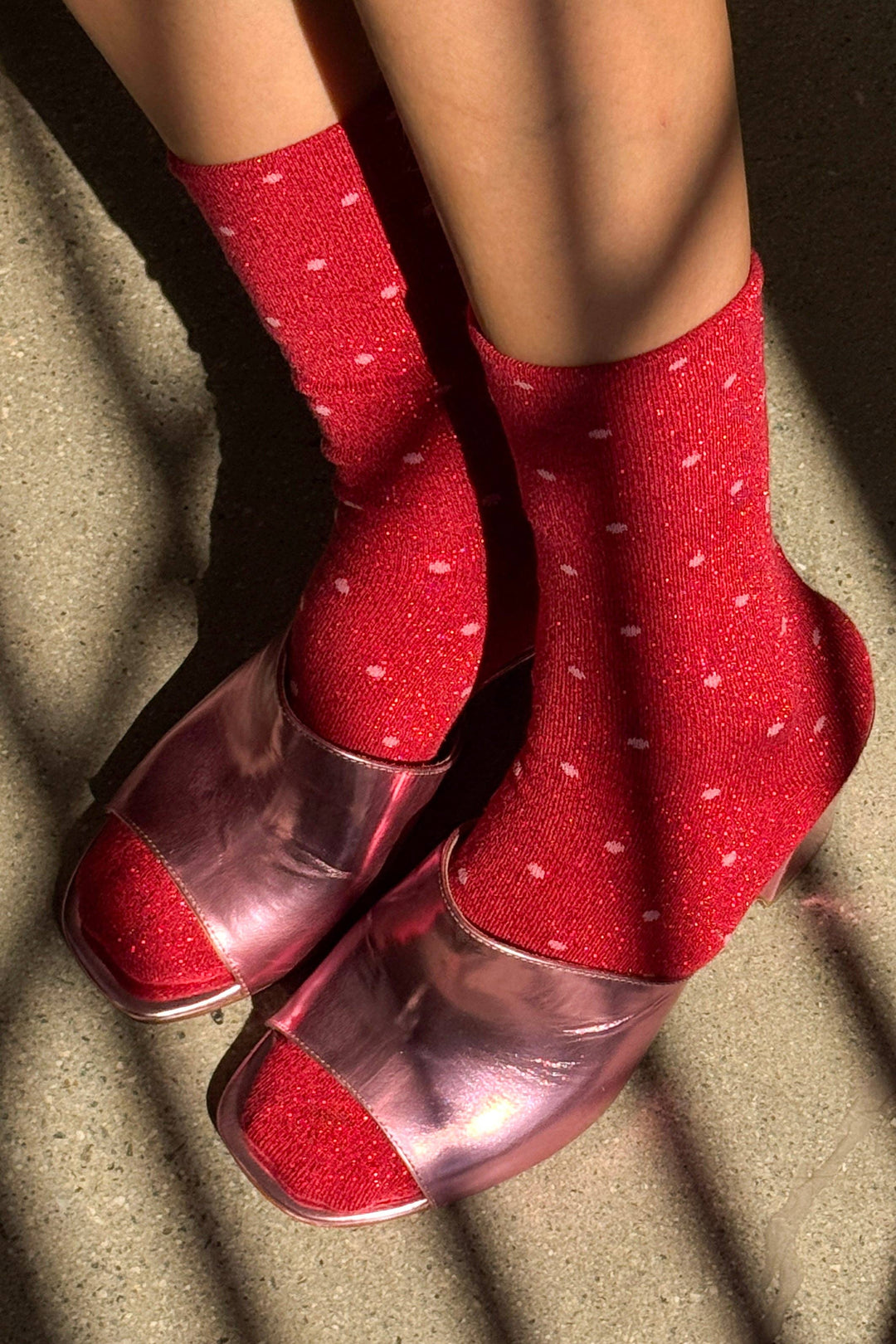 Lurex Patterned Sneaker Socks