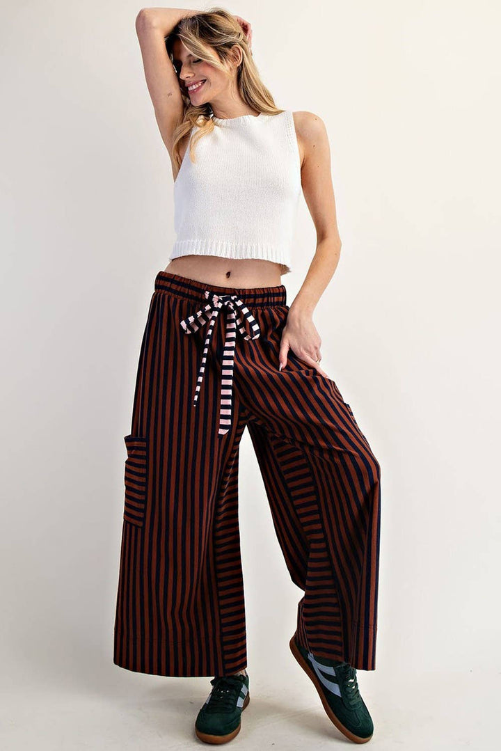 PL7632 - STRIPED SIDE POCKET PANTS