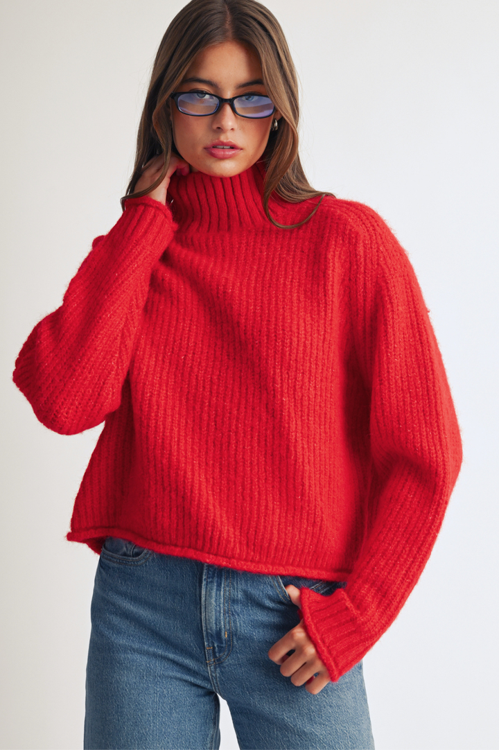 348K Soft Brushed Mock Neck Sweater