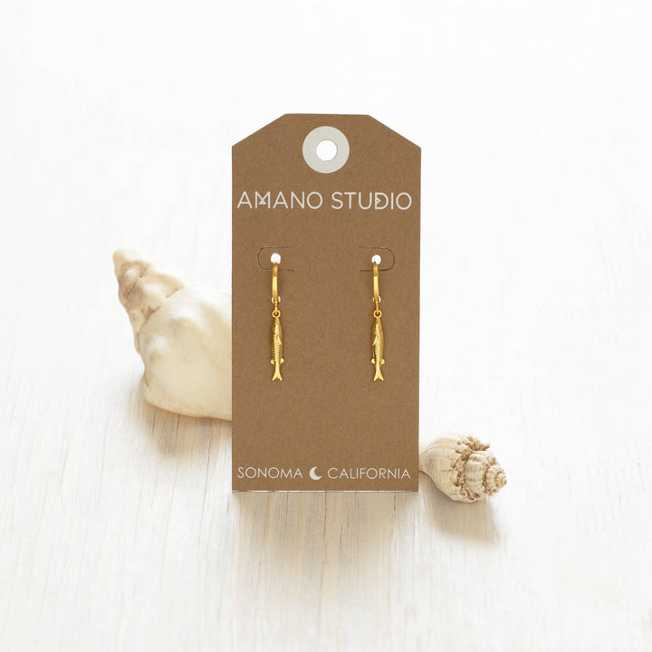 Tiny Fish Huggie Hoop Earrings