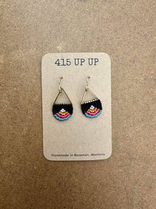 Beaded Arch Earrings - Black Rainbow
