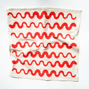 Hand Printed Natural Cotton Cloth Napkins, Wavy Stripes BB22