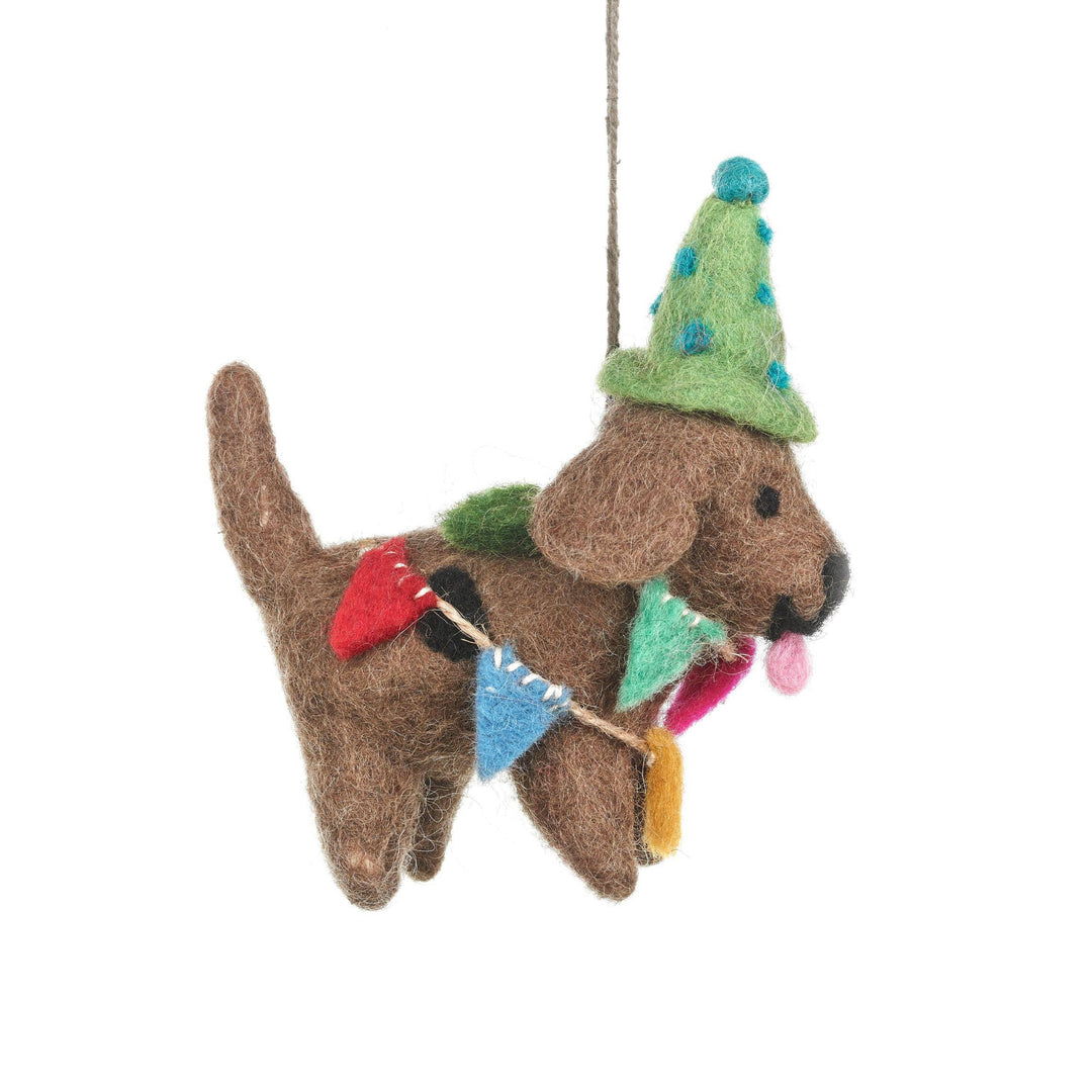 Handmade Felt Party Pooch Hanging Dog Decoration