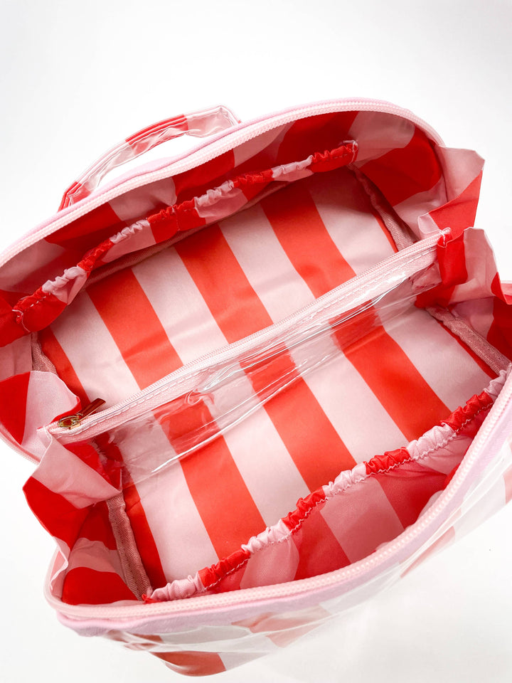 Gloss &amp; Go - Colorful Stripe Wipeable Cosmetic Toiletry Bag PCGG