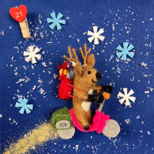 Load image into Gallery viewer, Handmade Felt Comet the Reindeer Christmas Decoration