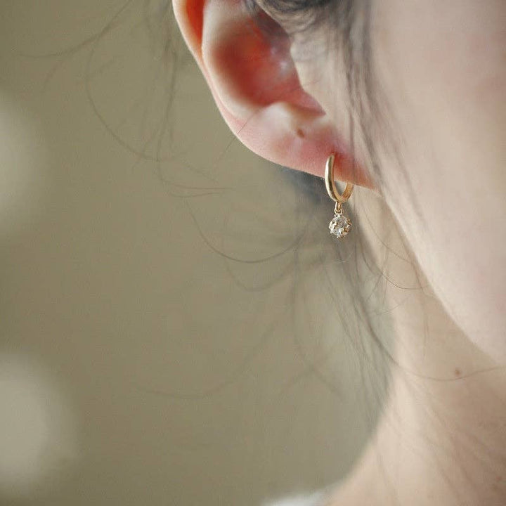 Dainty Ball CZ Drop Huggie Earrings in 925 Sterling Silver