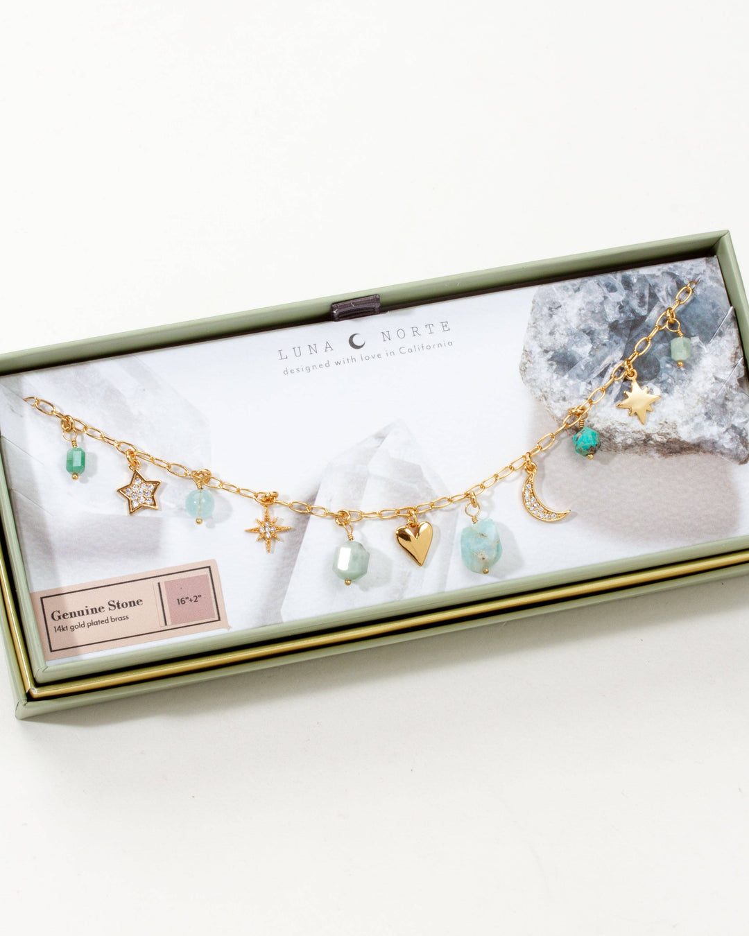 Blue Skies Gemstone Charm Necklace LN89