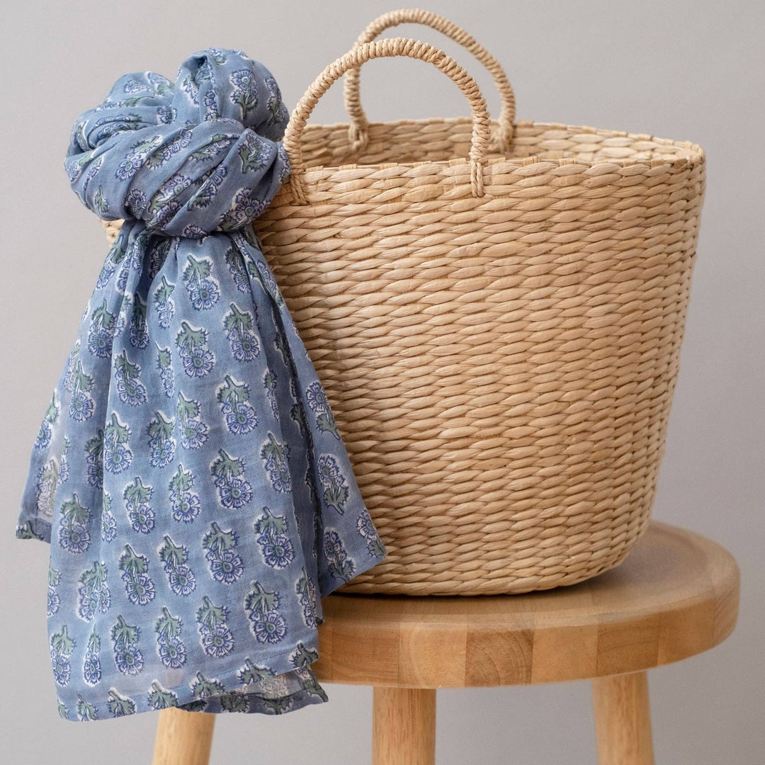 Malin Blue Block Printed Scarf GMS23