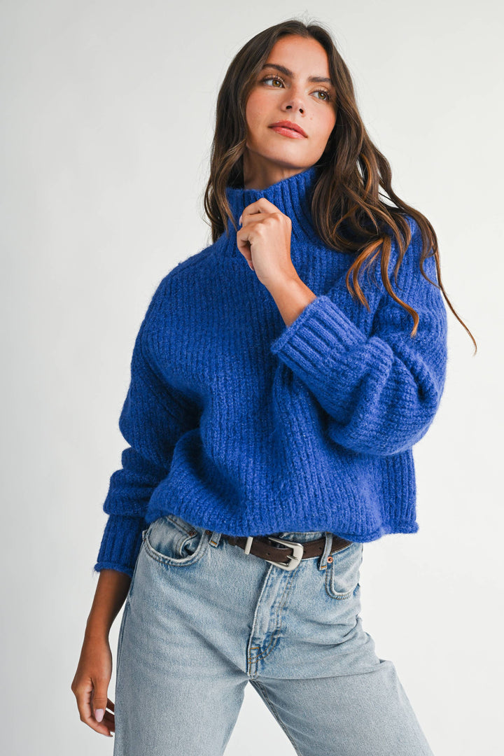 348K Soft Brushed Mock Neck Sweater
