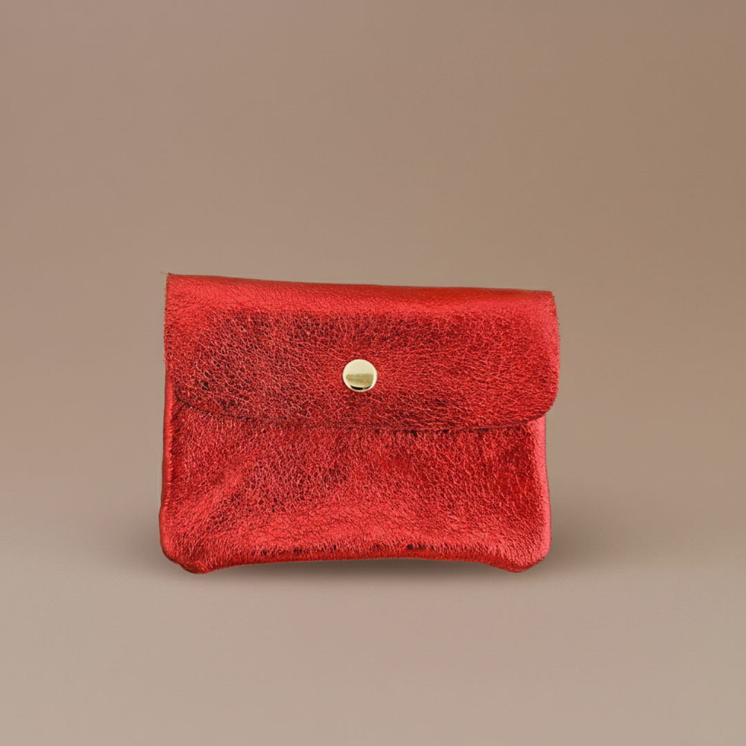 Cowhide leather coin purse Kangoobis: Rose foncé