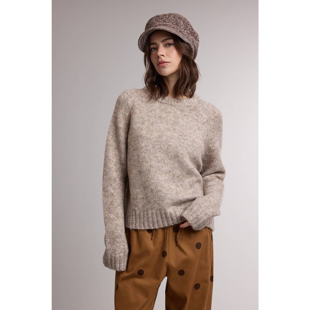 SPECKLED SOFT KNIT CREWNECK SWEATER / WL26
