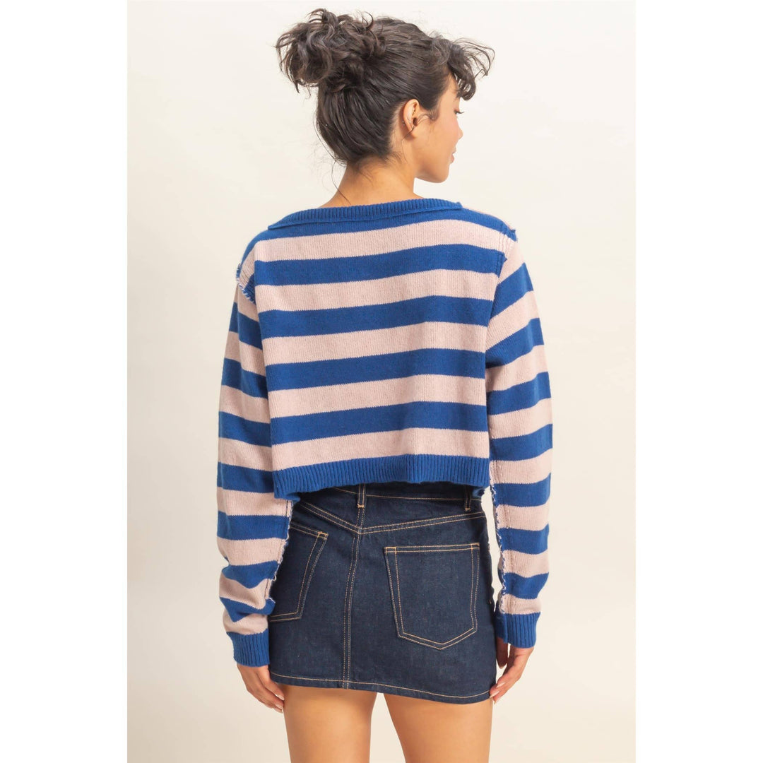 Relaxed Fit Striped Boat Neck Sweater  DS29