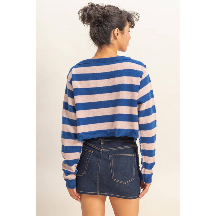 Relaxed Fit Striped Boat Neck Sweater  DS29