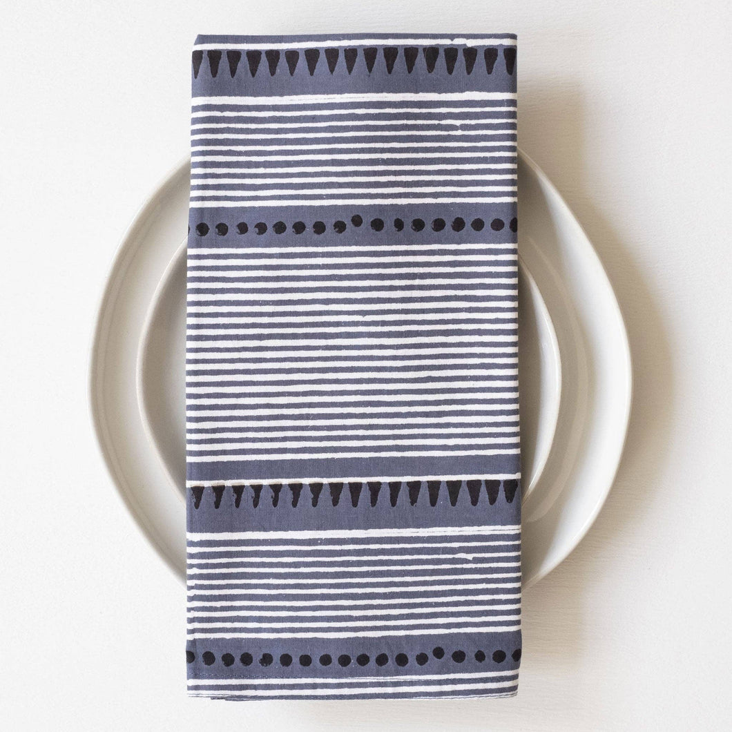Laya Blue Block Printed Napkins - set of 4