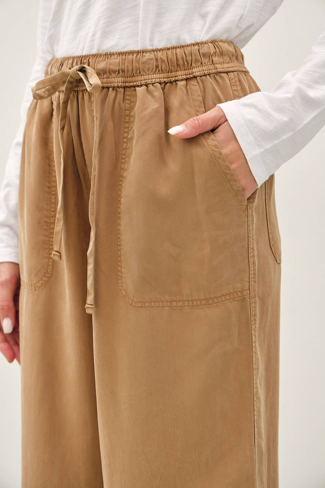 TENCEL DRAWSTRING WIDE LEG PANTS BC234