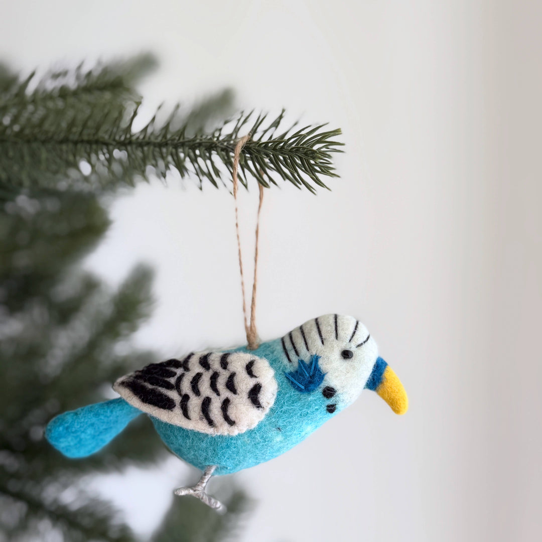 Felt Bird Ornaments - Blue Budgerigar GN29