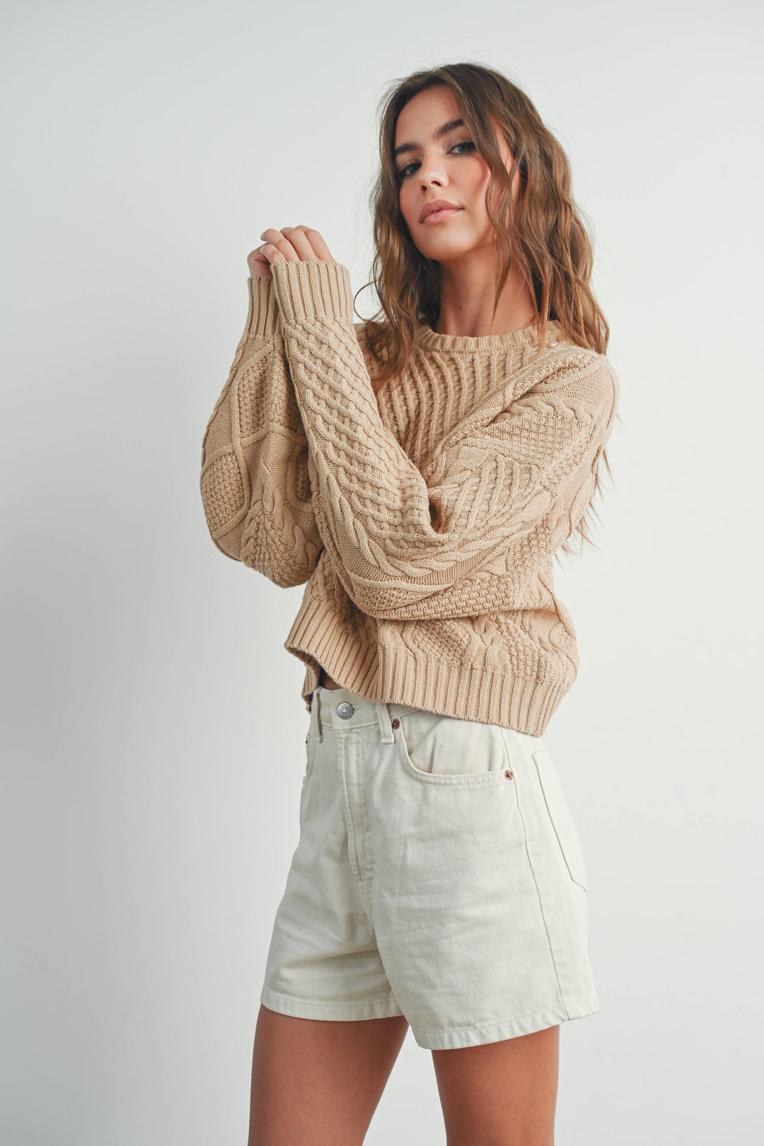 Fall Casual Solid Cable Knit Sweater - BMW719