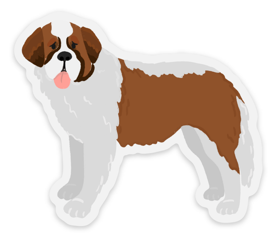 Clear Saint Bernard Dog Sticker 3×2.6in