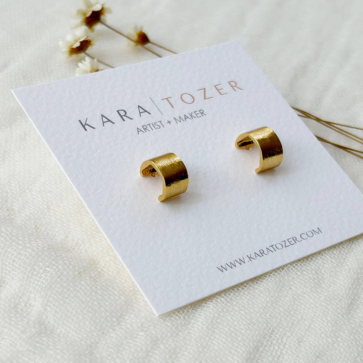 Mini Gold Textured Half Hoops KT21