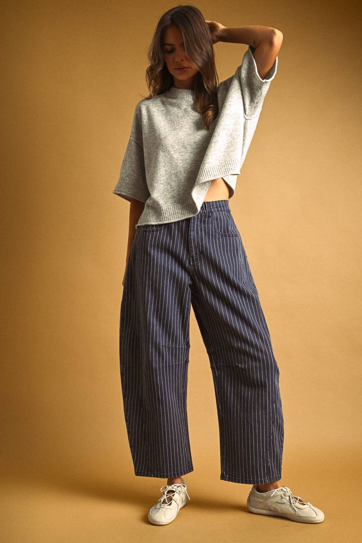 PINSTRIPED BARREL PANTS MM763