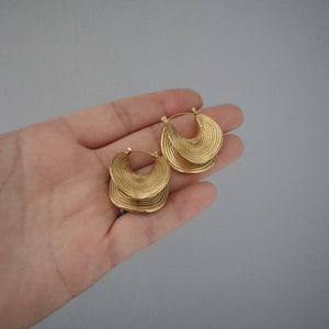 Devon Folded Hoops | Gold Statement Hoops JJ205