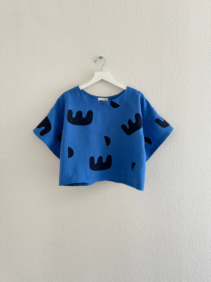 Blue linen top JL35
