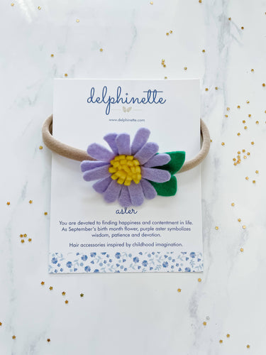 Aster Baby Headband l September Birth Month Flower Gift