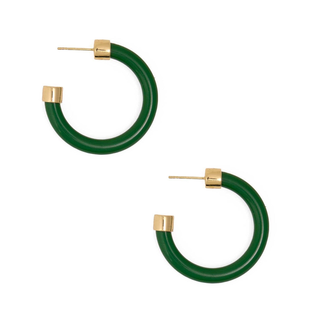 Winona Shiny Resin Hoop Earrings Green