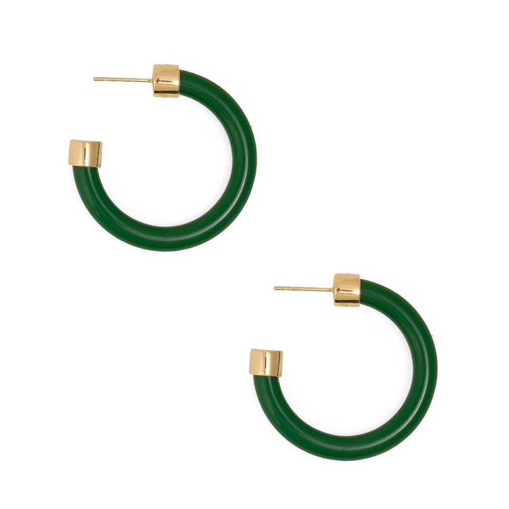 Winona Shiny Resin Hoop Earrings Green