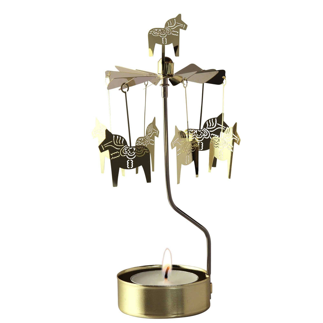 Gold Dala Horse Rotary Candleholder