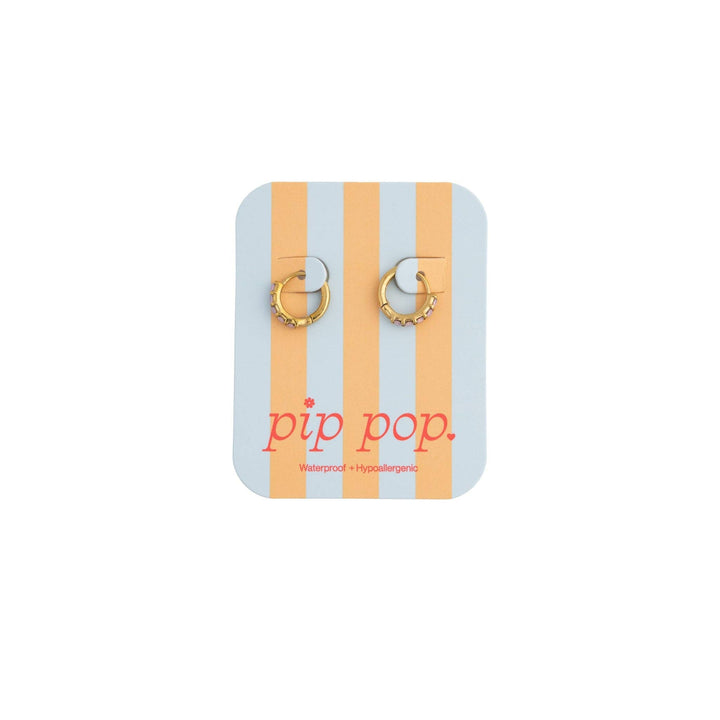 Dainty Pink Opal Hoop - Hypoallergenic, Flat Back, Girl Gift PP322