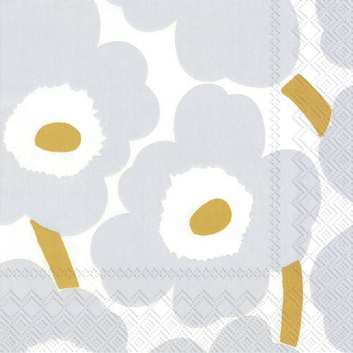 Paper Lunch Napkins 20 Count Marimekko Unikko White Silver