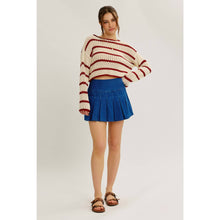 Load image into Gallery viewer, LAID BACK STAPLE STRIPE COTTON SWEATER WITH CONTRAST TRIM