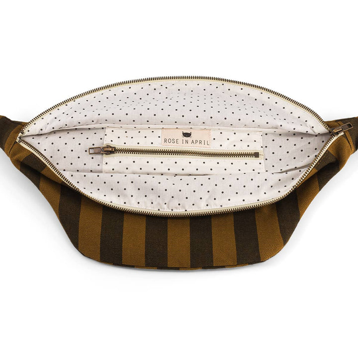 WOMEN BUM BAG STRIPES CUMIN AND BLACK