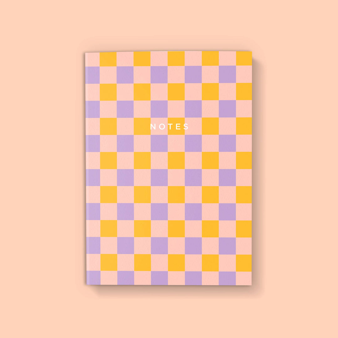 LILAC CHECKERBOARD SOFTCOVER NOTEBOOK-Blank Pages MW54